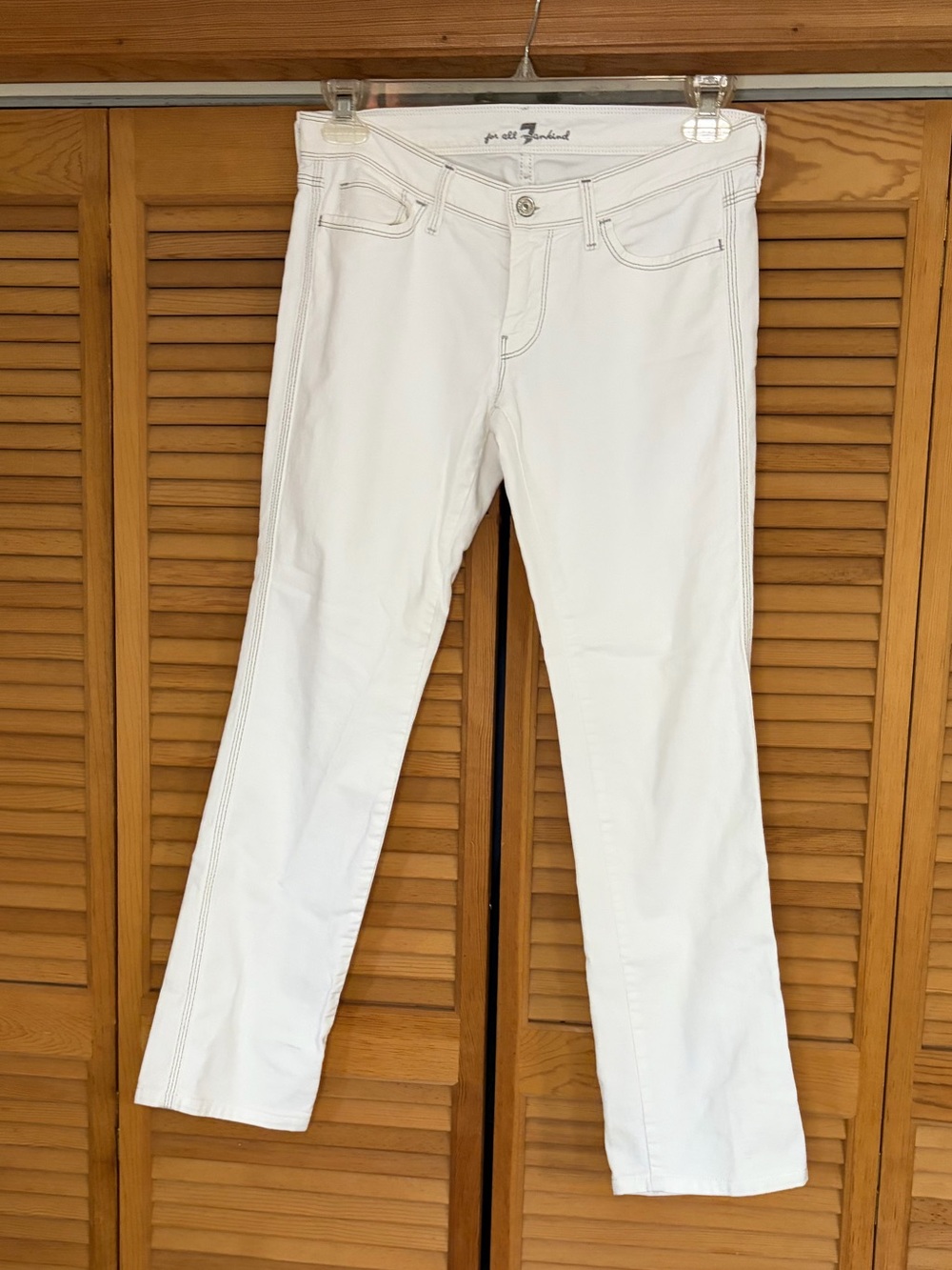 VTG 7 For All Mankind White "The Straight" Leg Jeans MADE IN USA - Size 28